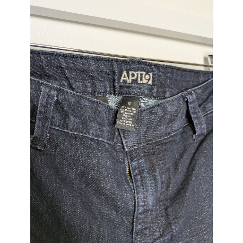 Apt. 9 Jeans Sz 6 Womens Dark Blue Pants Mid Rise Stretch Ladies Wide Leg Denim - Picture 9 of 10